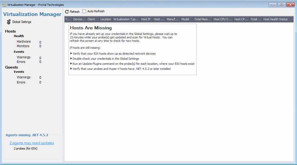 Along with the plugin, to get the monitoring in Labtech to work, the Network Probe should be configured on each location containing VM Hosts, and the VM Host Admin Credentials should be configured on each location or client.